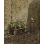 Derrick Jennings (English Artist, late 20th century) Italian Courtyard signed and dated 1990, titled