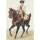 English School An Officer of the 7th Dragoon Guards watercolour, 25cm x 16.5cm