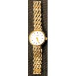 A lady's 9ct gold Rotary wristwatch, white dial with baton indicators, integral 9ct gold bracelet