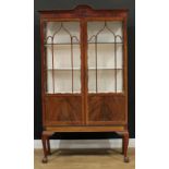A large Edwardian mahogany display cabinet, 186cm high, 106.5cm wide, 37.5cm deep, c.1910