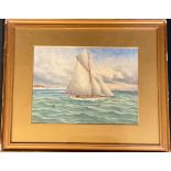 G Wilson Yacht and Shipping in the English Chanel signed, oil, 21cm x 28.5cm