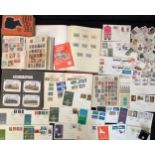 Stamps - general collection of material, Schoolboys albums, empty loose leaf album, FDC's and