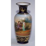 A Vienna slender ovoid vase, decorated with a continuous scene of Classical figures in a