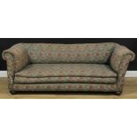 An early 20th century country house Chesterfield club sofa, 71cm high, 195cm wide, the seat 137cm