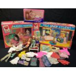 Dolls - Sindy, Sindy Tele Studio, boxed; others, Nursing Hospital, boxed; Dining table and Chairs,