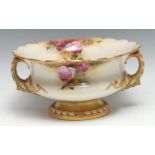 A Royal Worcester two-handled campana shaped bowl, painted by R Austin, signed, decorated with