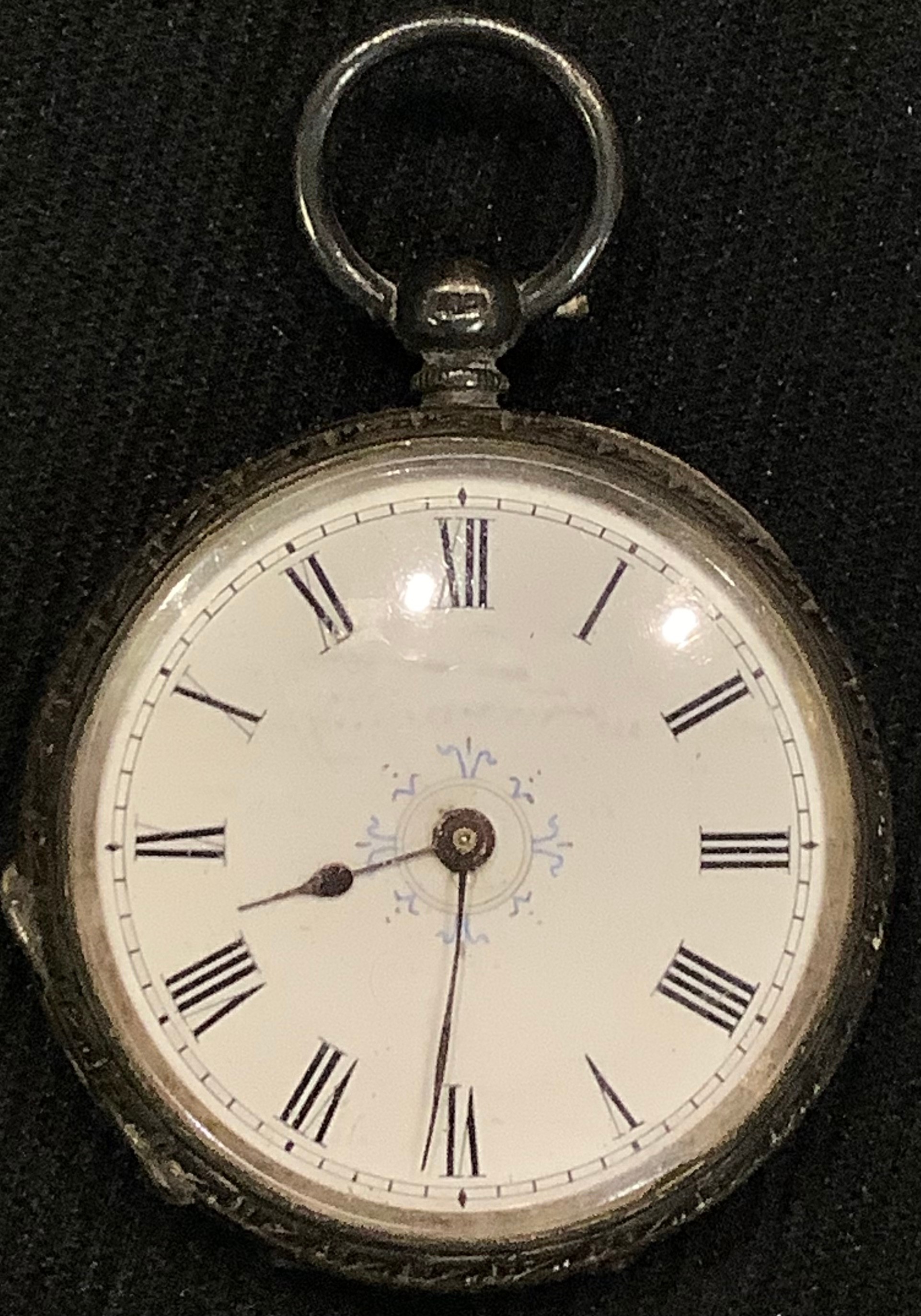 A Victorian silver open faced fob watch, Birmingham 1883