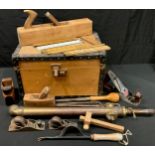Tools - planes, measuring rulers, a rectangular box