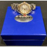 A Tissot PRSO automatic bi-metal wristwatch, boxed with spare links and papers