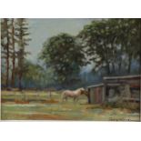 Terry Ward (20th century) Stable Friends, a pair of Horses signed, oil on board, 14.5cm x 19.5cm