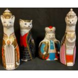 A set of four Royal Crown Derby models of a Royal Cats, Pearly King, Persian, Siamese, Burmese,