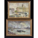 Impressionist School A pair, Studies of the River Thames, London oil on boards, 28.5cm x 47cm