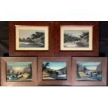 Pictures and Prints - a pair of 19th century Japanese silk pictures, in lacquer frames, 36cm x