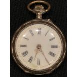 A late 19th century German gold coloured metal and silver fob watch