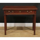 A 19th century mahogany fold-over tea table, 74cm high, 92cm wide, 45cm deep