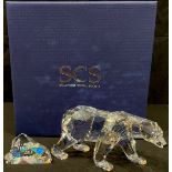 A Swarovski Crystal SCS model, Siku Polar Bear and name stand, dated 2011, certificate, boxed