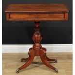 A 19th century mahogany lamp table, rounded rectangular top with moulded edge above a single