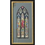A stained glass window design, watercolour, inch scale, in the manner of Frederick W. Cole MA, RF,