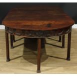 A 19th century Adam Revival mahogany D-end dining table, comprising a pair of demilune end