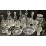 Glassware - cut glass decanters; others; vases, art glass bottle vase, etc