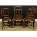 Six 19th century Philip Clissett design ash and elm country chairs, probably West Midlands, one 87.