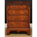 A Queen Anne style bachelor's chest, fold-over top above four long graduated drawers, skirted