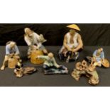 Oriental - a collection of Chinese pottery figures and figure group, each as an Elder in various