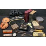 Boxes and Objects - a silver mounted pipe bowl, red Morocco leather case; a red leather photograph