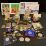 Coins - a collection of some silver, approx 15g, copper, brass and cupro-nickel circulated coins,