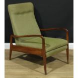 Mid-century Design - a retro afromosia office reclining open armchair, Model 3704 by Greaves and