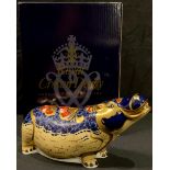 A Royal Crown Derby paperweight, Hippopotamus, Gold Signature Edition, signed in gold by John