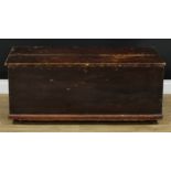 A 19th century pine blanket chest, hinged top enclosing a till and a pair of small 'secret' drawers,