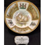 A Coalport Derbyshire Bowl, printed with ram to centre, the sides with Haddon Hall, Hardwick Hall