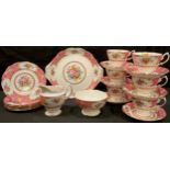 A Royal Albert Lady Carlyle pattern tea service for six comprising cake plate, side plates, sugar