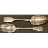 A William IV silver serving spoon, Exeter 1832; another, London 1839; 154g (2)