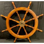 Maritime Interest - a replica wooden ship's wheel, 92cm wide