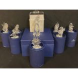 Swarovski Crystal Snow White and the Seven Dwarfs with name stand, each boxed (9)