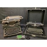 An Underwood typewriter; a Corona portable typewriter in carry case (2)