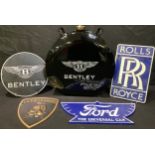 Automobilia - a reproduction Bentley oil/petrol can; a reproduction cast iron Rolls Royce