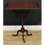 A Chinese Chippendale Revival mahogany 'tray-top' occasional table, fixed rectangular top with