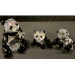 A Swarovski Crystal model group, Endangered Wildlife Pandas, signed, dated 2008, certificate, boxed;