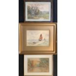Pictures and Prints - English School (19th century), Boats at Sea, unsigned, watercolour, 24.5cm x