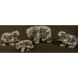 A Swarovski Crystal group, Polar Bear Cubs A9100 NR260, boxed; other Swarovski Polar Bear Cubs (4)