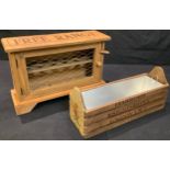 A rustic style egg cabinet, 38cm long x 25cm high; a similar wooden trough with metal insert (2)