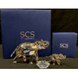 A Swarovski Crystal model, Cinta Elephant, certificate, boxed; another, Elephant Cub, boxed (2)