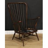 An Ercol easy armchair frame, 103cm high, 73.5cm wide, the seat 51cm wide and 51cm deep