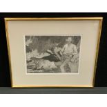 Adolph Vallette (1876-1942) Bull and Farmer Beneath the Trees, etching, 23.5cm x 31cm