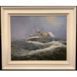 P. Coulthard (Contemporary Marine School) Fishing Boat on Choppy Seas signed, oil on canvas, 41cm