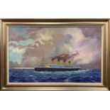 Robert Gilchrist (Marine School, late 20th century) RMS Titanic and a Gathering Storm signed and