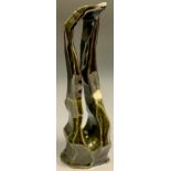 Gordon Baldwin (Bn1932) Sculptural stoneware form, high gloss glazed in tones of deep brown, green